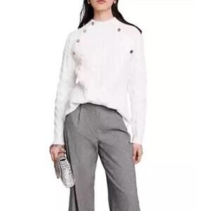 Maje Marnety Button Cable Knit Long Sleeve Button Detail Sweater Sz 3 (L)